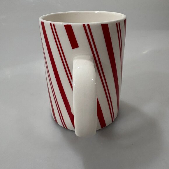 Crate & Barrel Red White Candy Cane Striped 16 oz Mug Peppermint Twist - Picture 4 of 6